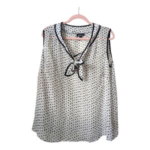 Alyx Woman Sheer Polkadot Tie Front Sleeveless Blouse Size 1X